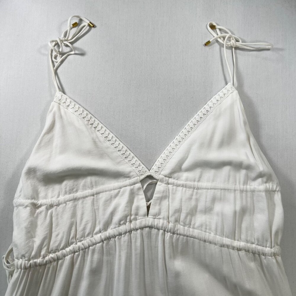 Karina Grimaldi White Tiered Maxi Dress with Tie Straps - Picture 4 of 8
